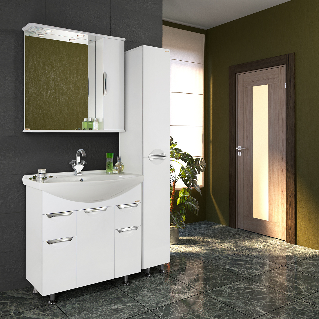 Шкаф-пенал Vod-Ok Лира 2 30 R с бельевой корзиной, белый