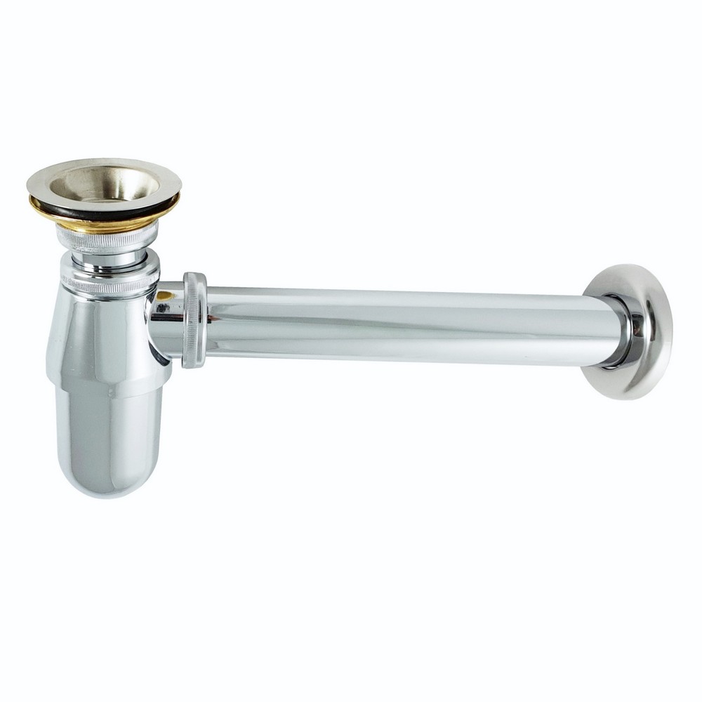 Сифон для раковины МАК 8723 d-32 мм с отводом, металлический, латунь хромированная