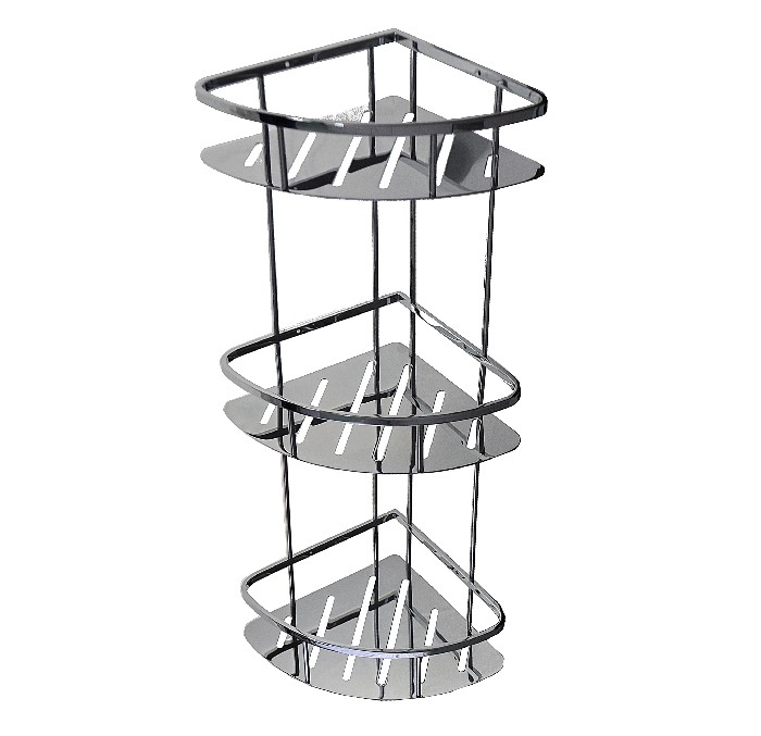 Полочка Titan 77355 угловая овальная, с литым дном тройная