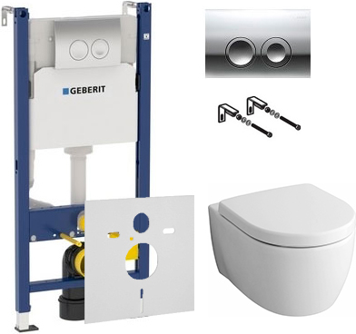 Комплект инсталляция Geberit Duofix Delta 458.124.21.1 3 в 1 с кнопкой + Keramag iCon 204060