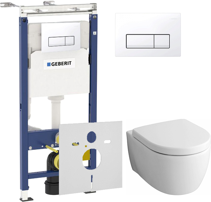 Комплект инсталляция для унитазов Geberit Duofix  458.125.11.1 4 в 1 с кнопкой + Keramag iCon 204060