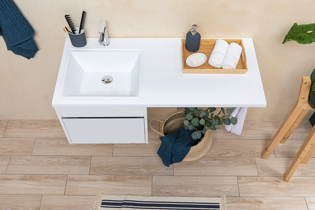 Тумба с раковиной Aquanet Токио 110 L подвесная (1 ящик)