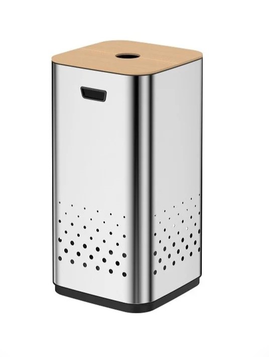 Корзина для белья Weltwasser WW Lety MT 35L хром матовый/бамбук