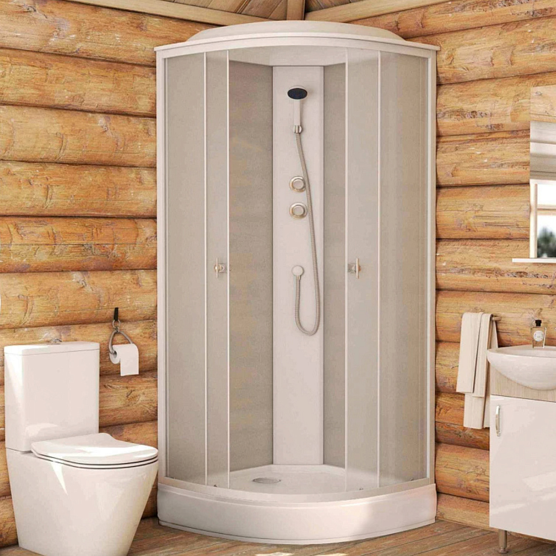 Душевая кабина Niagara Eco NG-5301-14 90x90x215 стекло матовое, профиль белый, низкий поддон