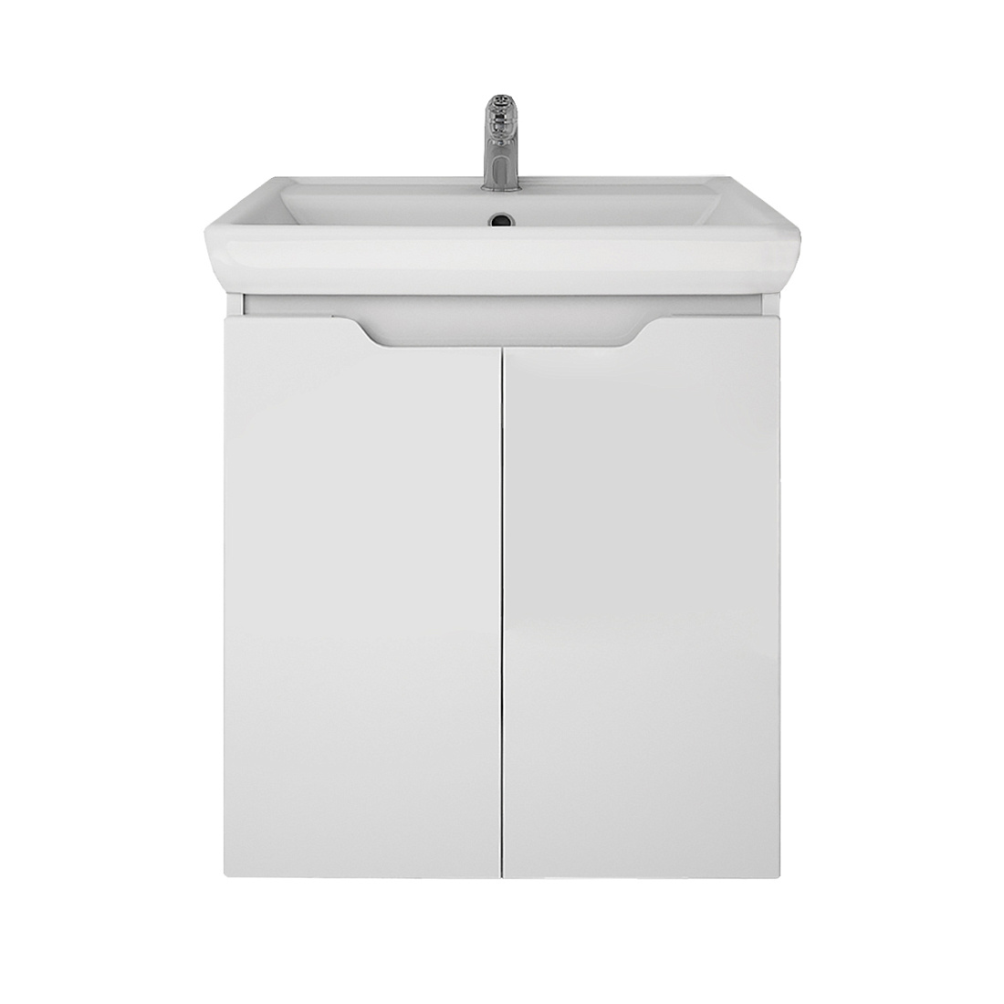 Тумба с раковиной Dreja Q Plus (D) 55 с дверками белый глянец