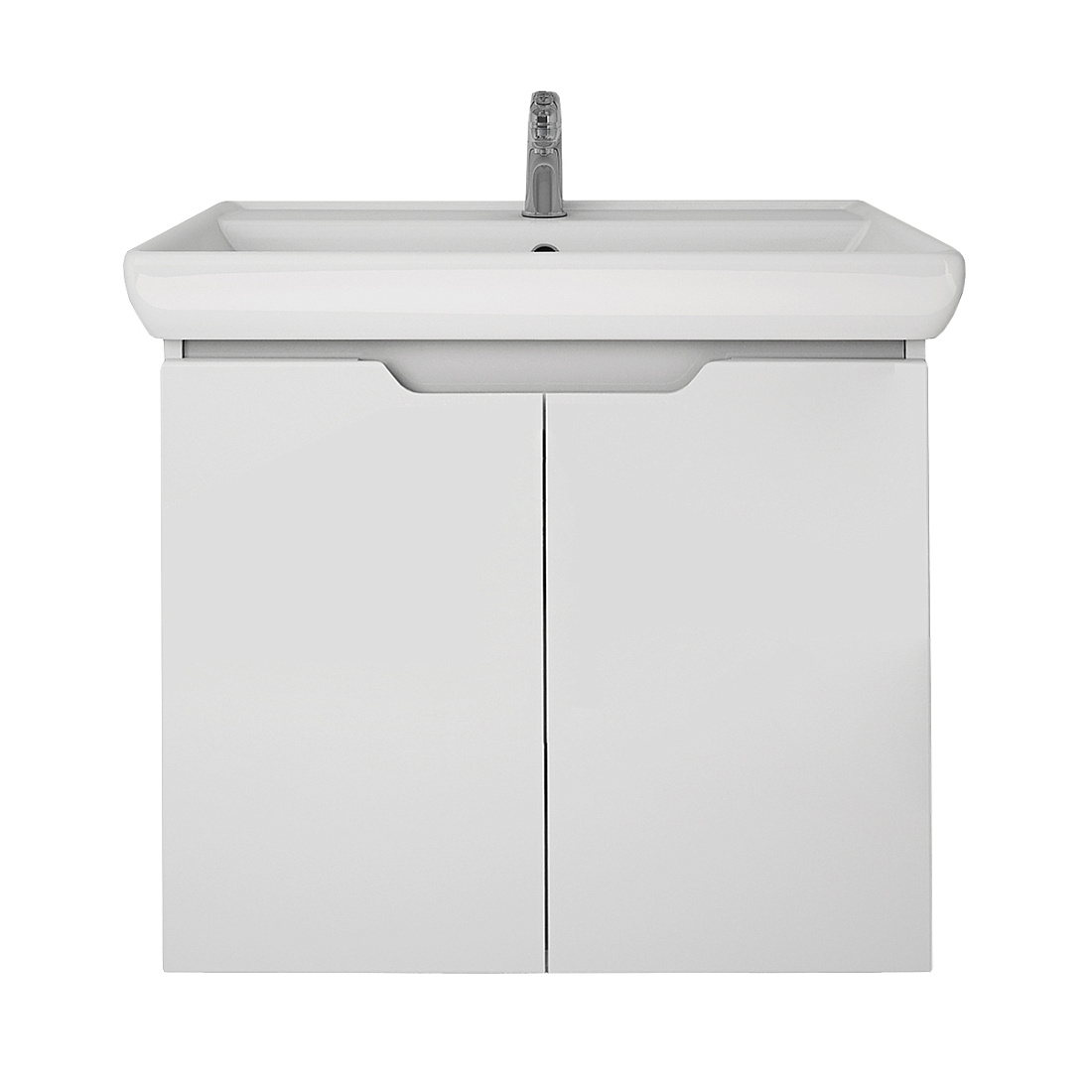 Тумба с раковиной Dreja Q Plus (D) 70 с дверками белый глянец