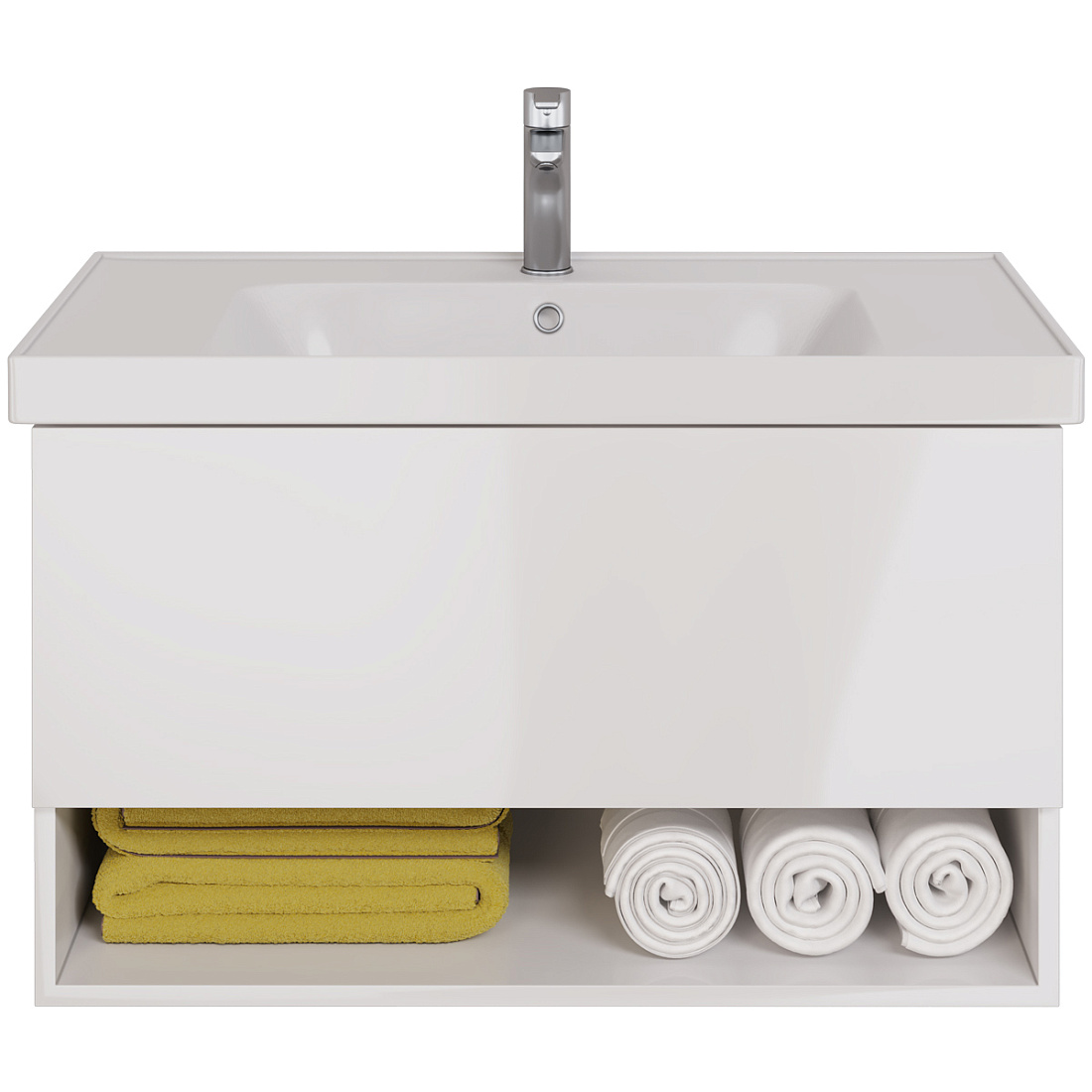 Тумба с раковиной Dreja Perfecto 90 белый глянец