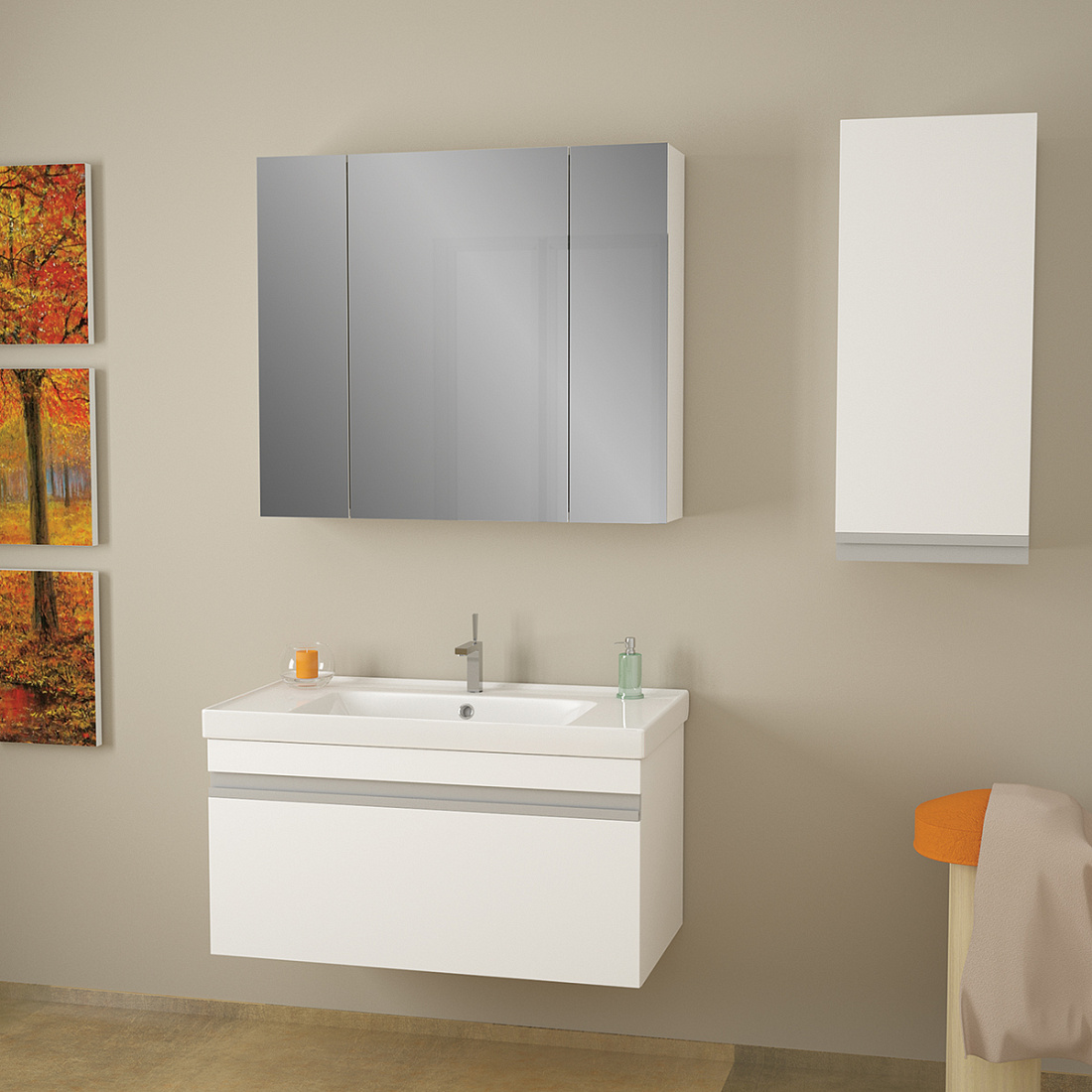 Мебель для ванной комнаты Dreja.eco Grace 90 белый глянец