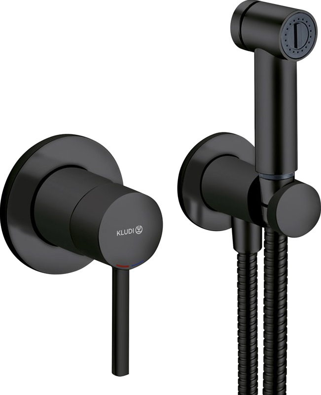 Гигиенический душ Kludi Bozz 389983976 со смесителем, черный матовый