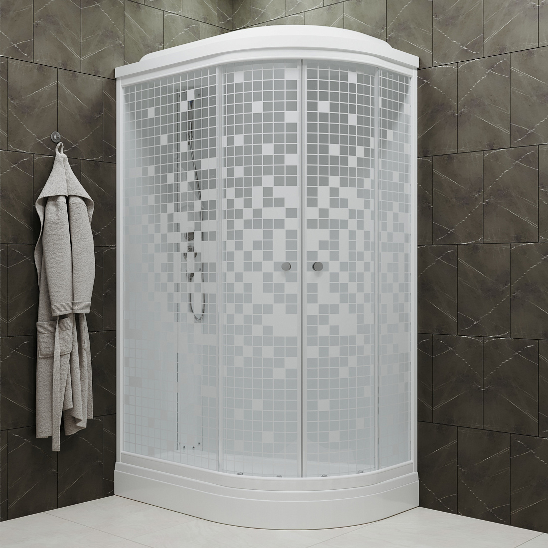 Душевая кабина Triton Коралл 120х80 А белый, мозаика, низкий поддон, левая Щ0000061817