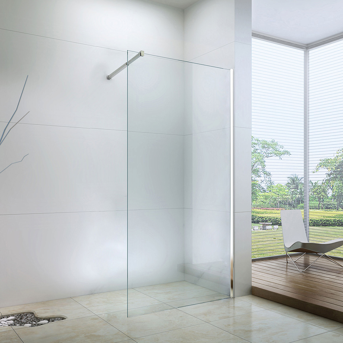 Душевая перегородка Berges Wasserhaus Sky 064001 80x200, профиль хром сильвер