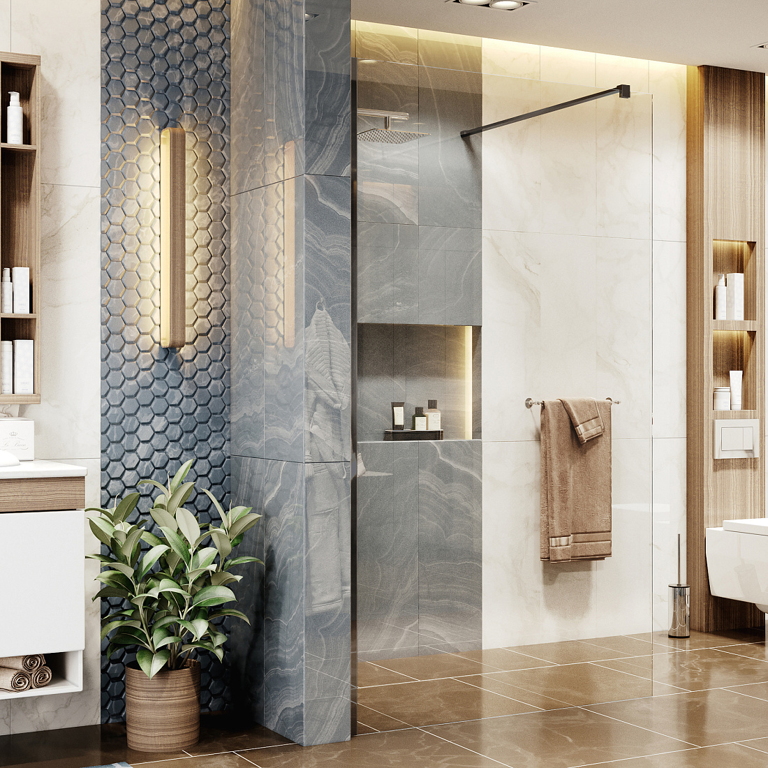 Душевая перегородка Ambassador Walk-in 15031112 120х200 см, профиль черный