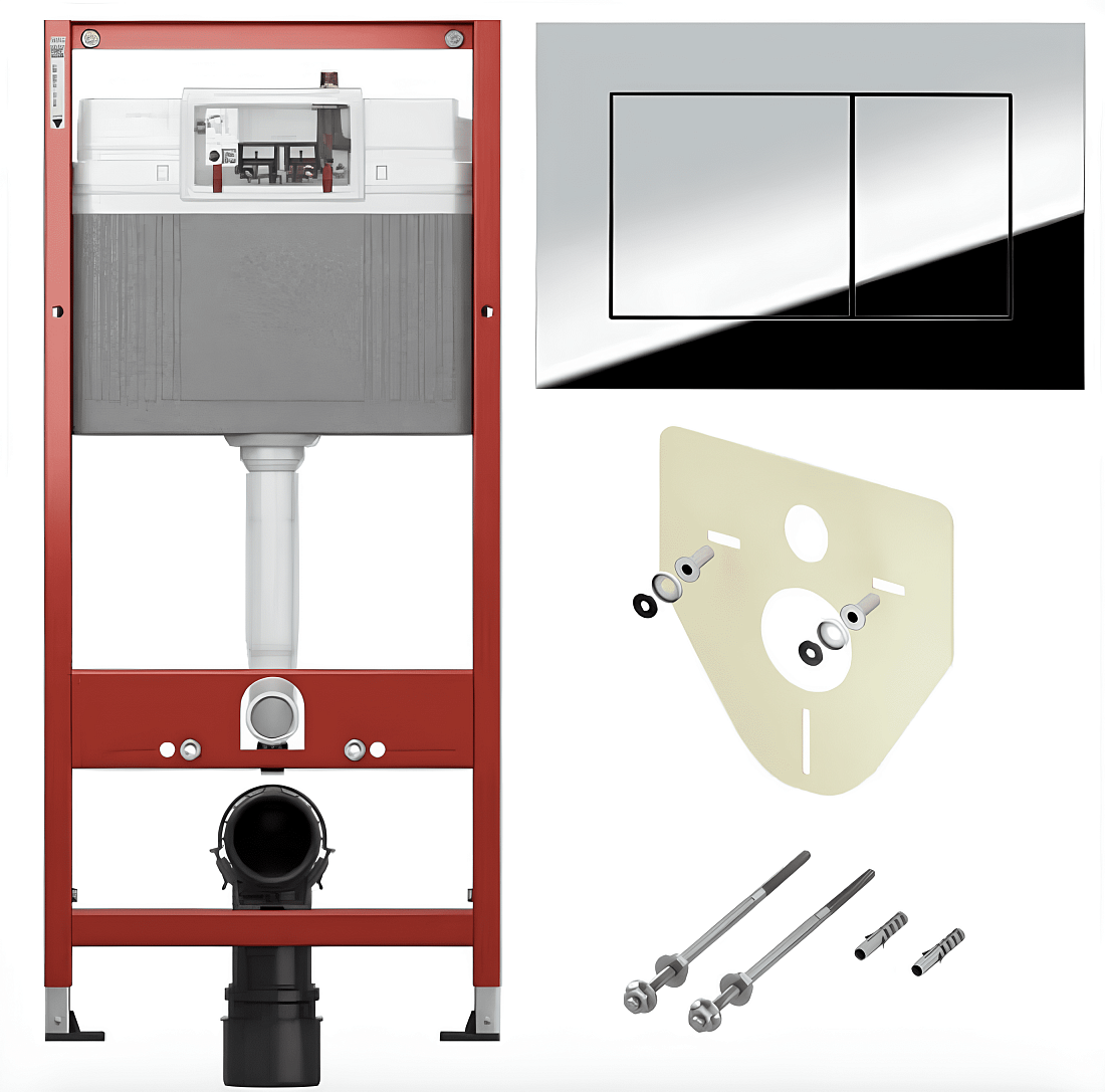 Инсталляция TECE Base 9400412 с кнопкой смыва TECEnow хром глянцевый