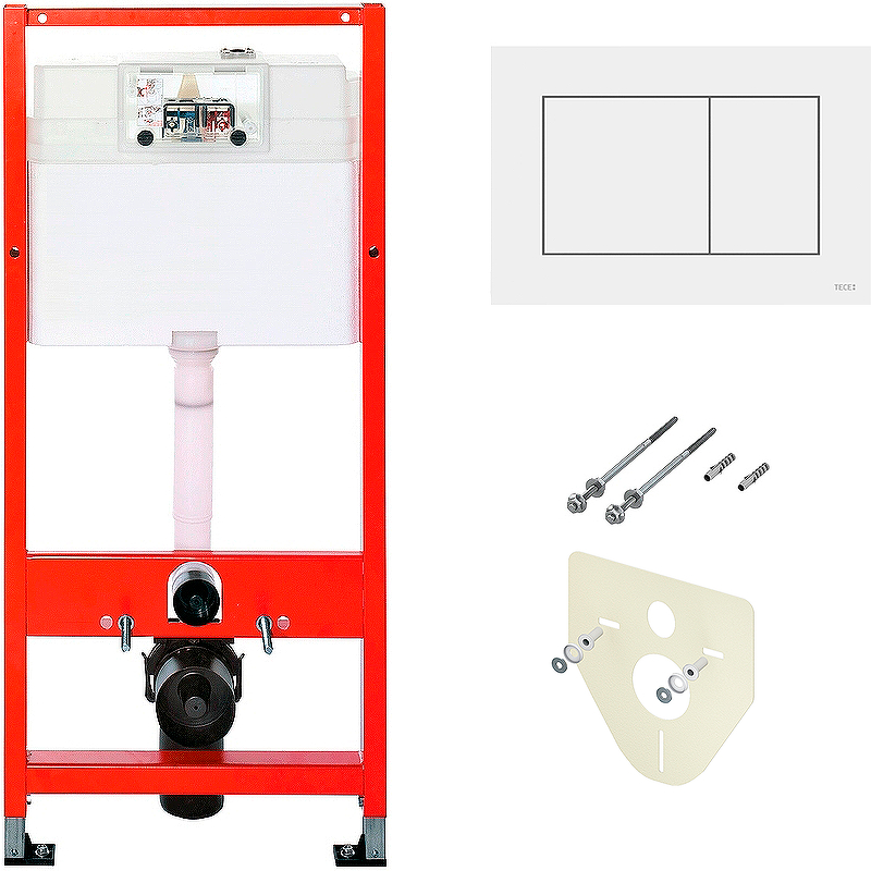 Инсталляция TECE Base 9400413 для подвесного унитаза с белой кнопкой смыва