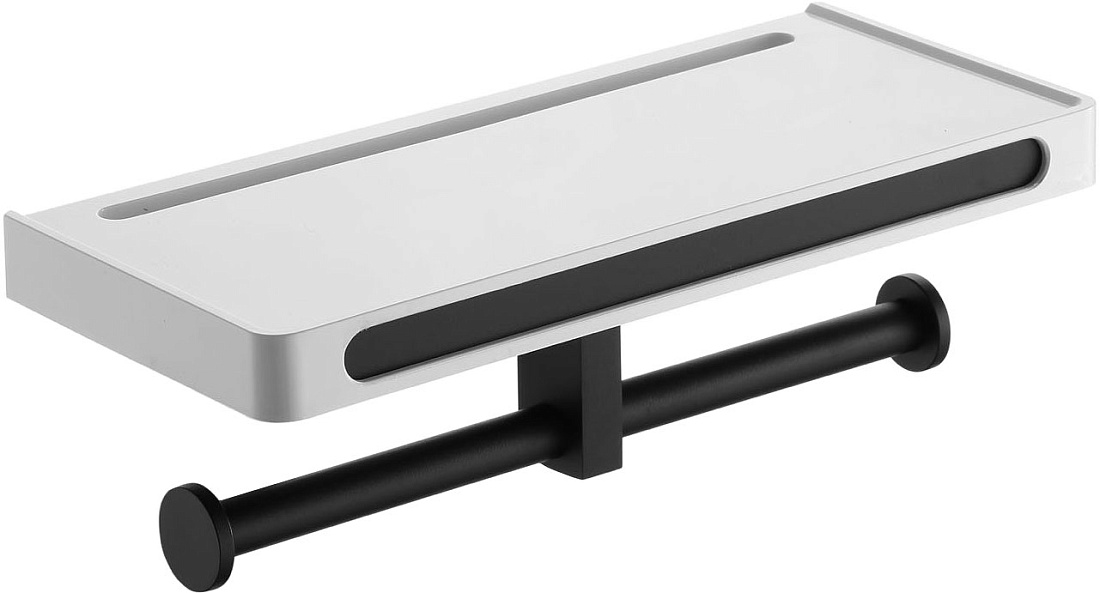 Держатель туалетной бумаги Rush Edge ED77143B black двойной с полкой для телефона