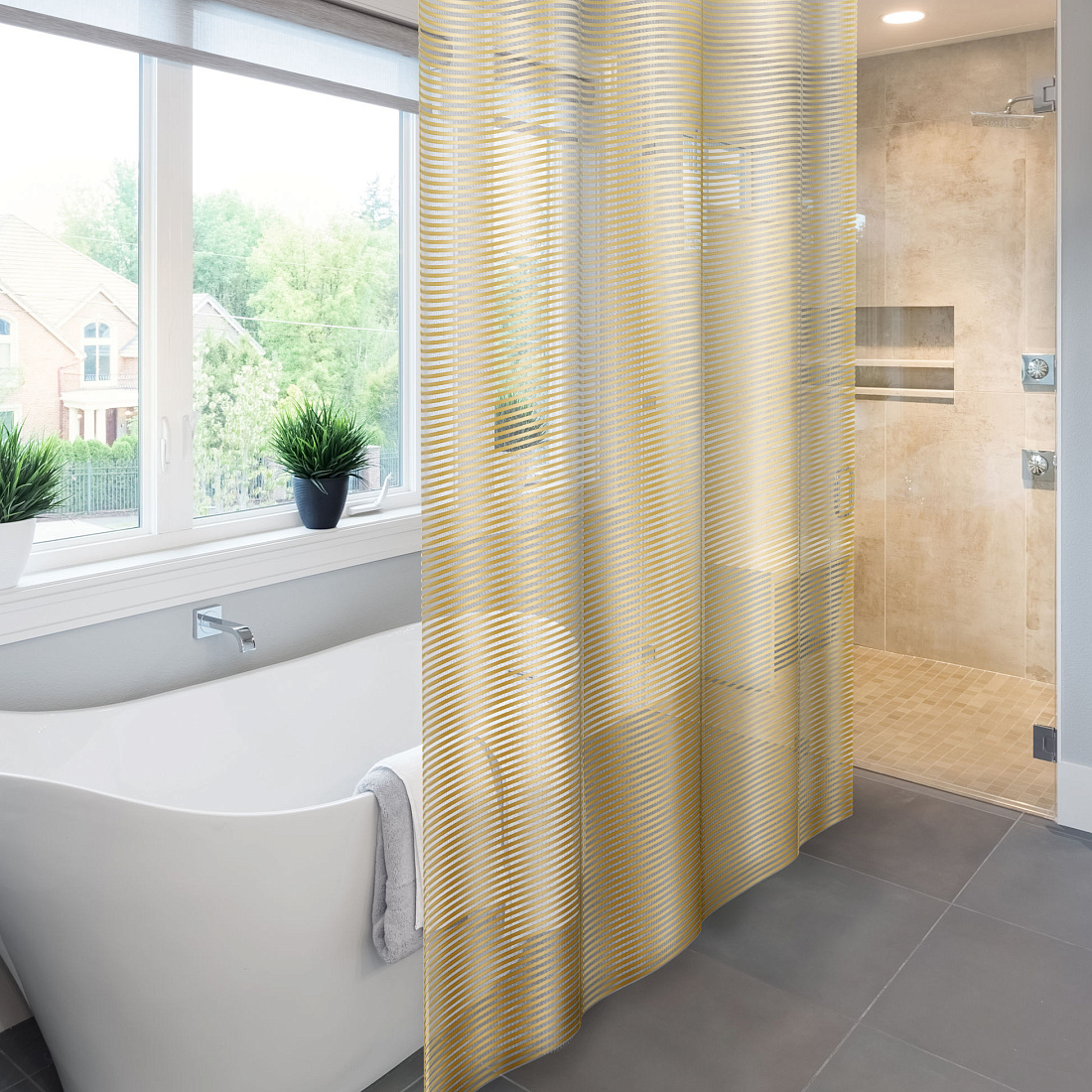 Штора для ванной Meiwa Linea золото