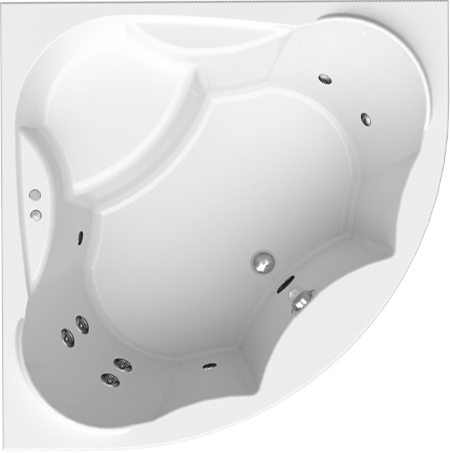 Акриловая ванна Radomir Vannesa Massage Сандра 149х149, с гидромассажем, каркасом и экраном, классик