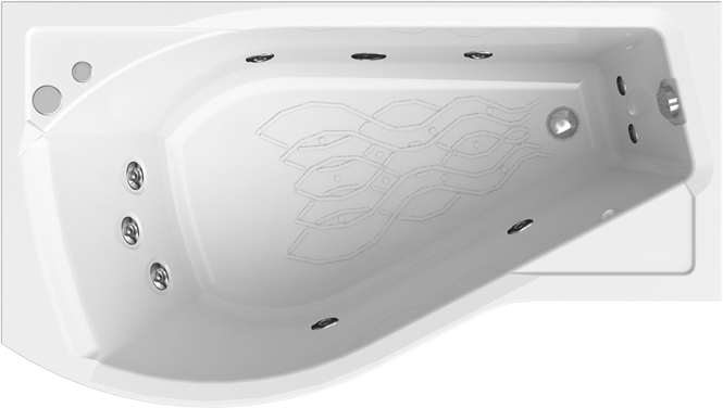 Акриловая ванна Radomir Vannesa Massage Миранда 168х95, с гидромассажем, каркасом и экраном, баланс,
