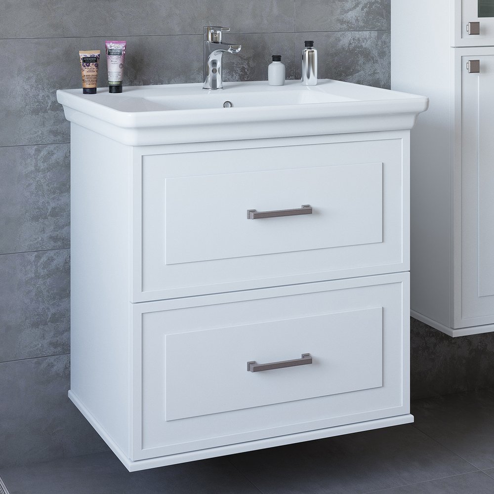 Тумба с раковиной Sanflor Модена 75 подвесная, белая