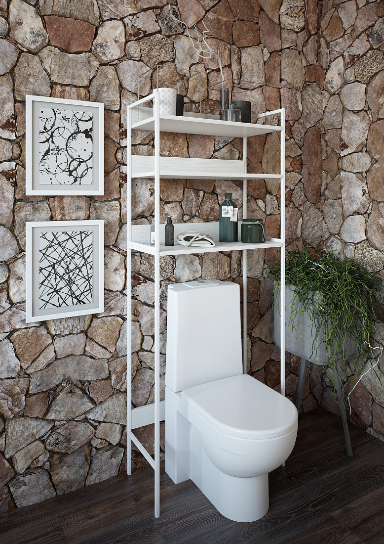 Стеллаж Sanflor для туалета, белый муар 82613185