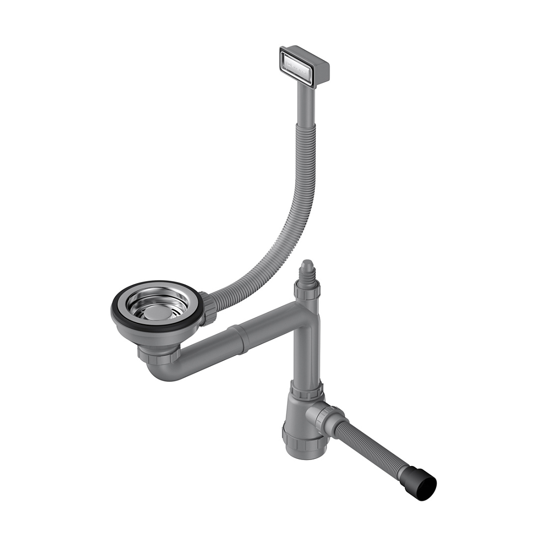 Сифон для мойки Omoikiri WK-1-IN с прямоугольным переливом, нержавеющая сталь