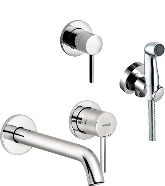 Комплект Смеситель Kludi Bozz 382450576 для раковины + Гигиенический душ Kludi Bozz 389990576 со смесителем