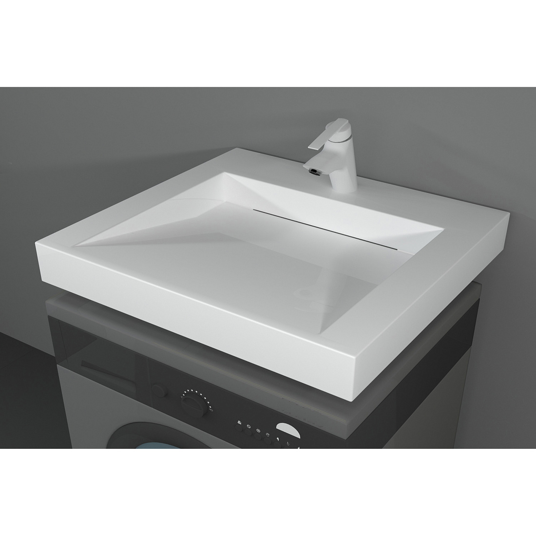 Раковина над стиральной машиной Stella Polar Берта 60х55 см, белая, с кронштейнами