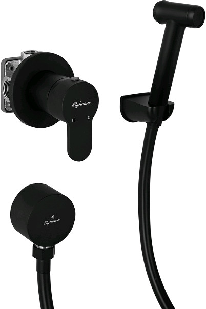 Гигиенический душ Elghansa Roundline 34R0583-Black (Set-84) со смесителем, С ВНУТРЕННЕЙ ЧАСТЬЮ