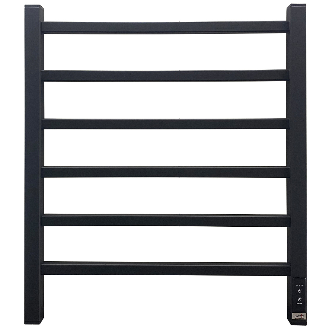 Электрический полотенцесушитель Grois Alex GR-101 500/600 П6 RAL9005 черный матовый диммер справа