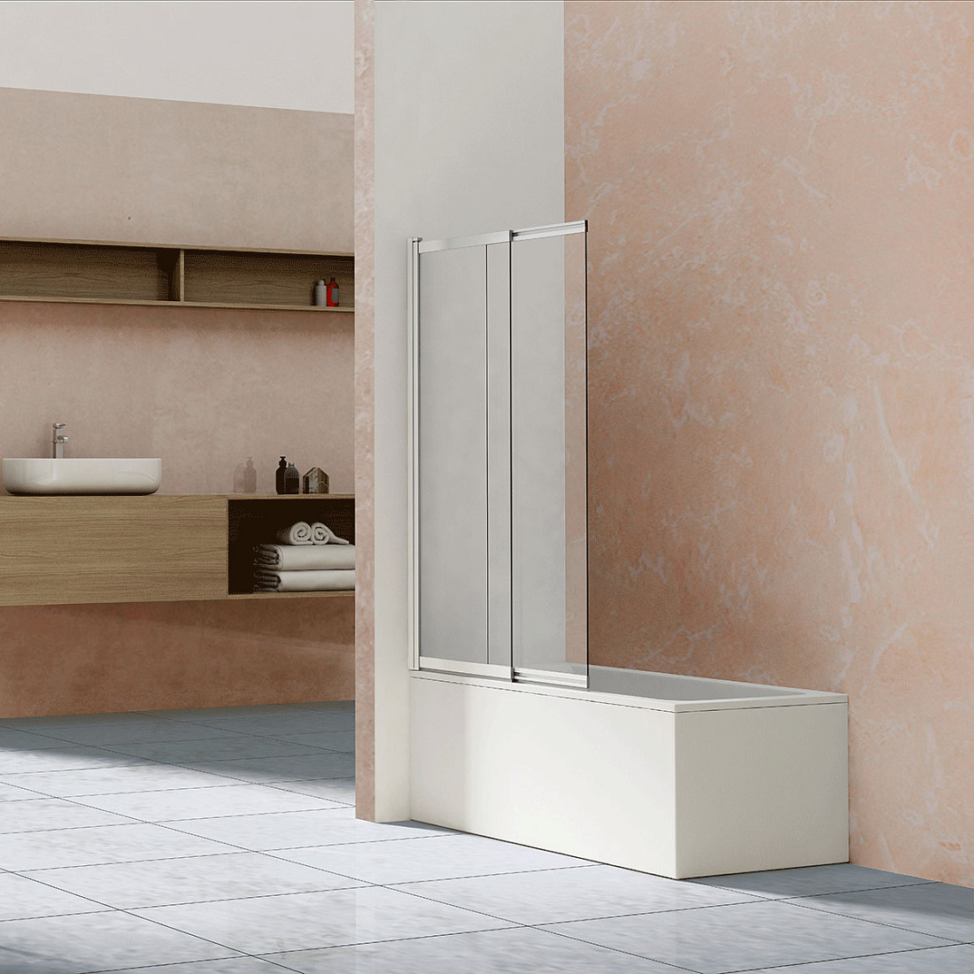 Шторка на ванну Vincea VSB-1E100CL 100х140 профиль хром, стекло прозрачное