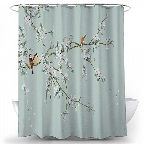 Штора для ванной Carnation Home Fashions Birds of Paradise Blue 180х200