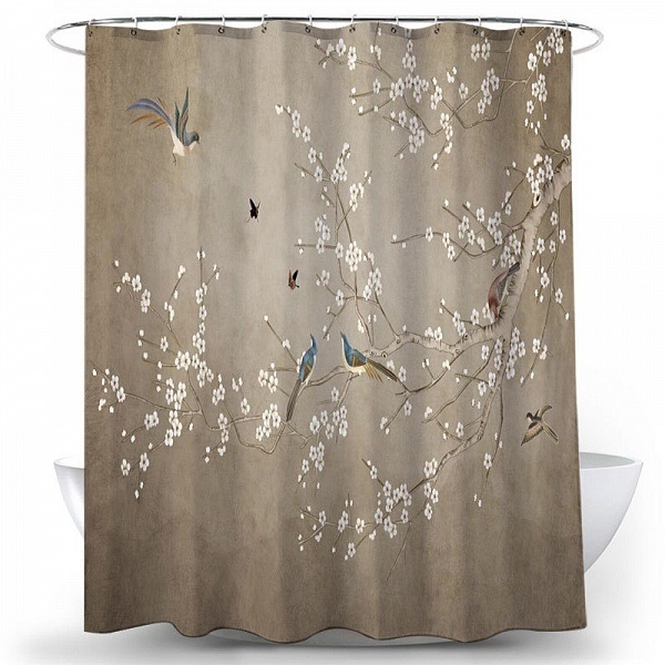 Штора для ванной Carnation Home Fashions Birds of Paradise Beige 180х200