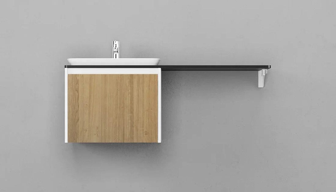 Тумба с раковиной и столешницей Velvex Klaufs 56x60.1Y белая, шатанэ подвесная под стиральную машину