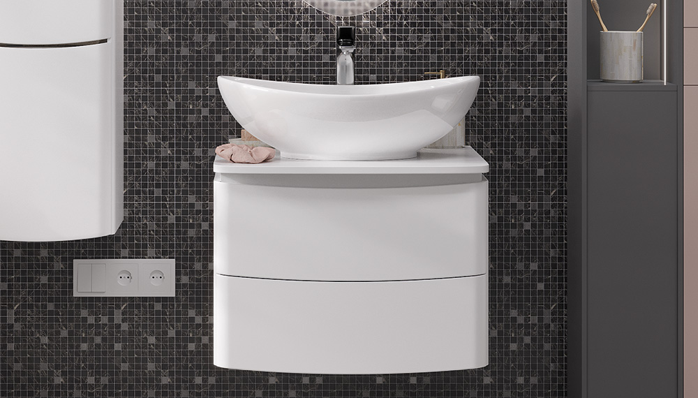 Тумба с раковиной Velvex Luna 60 подвесная, белая