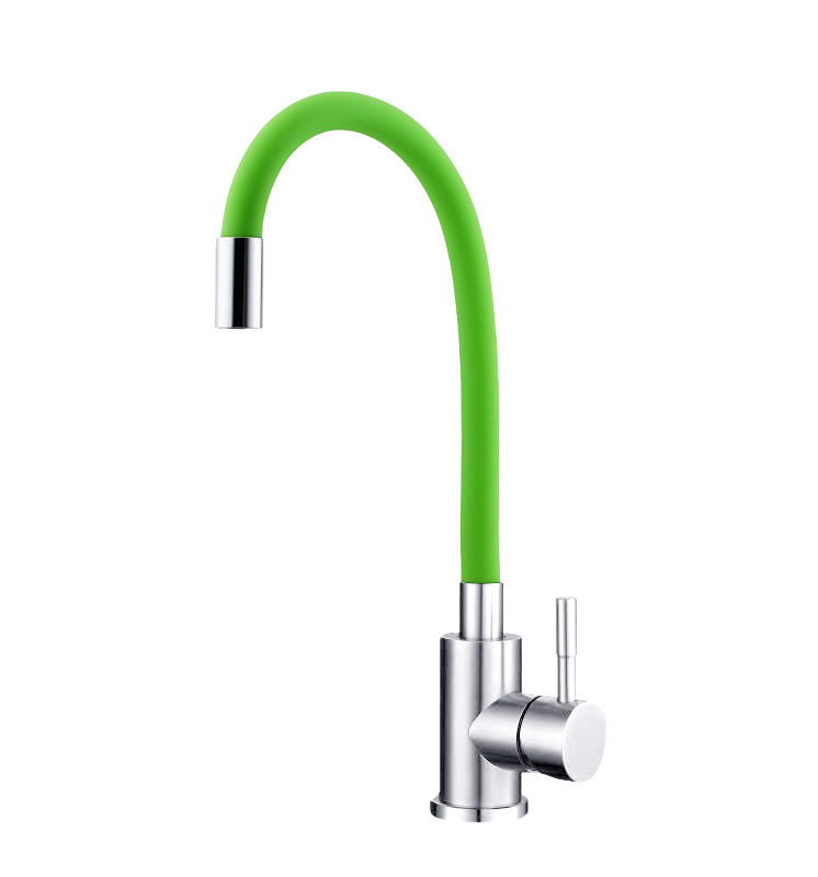 Смеситель Tsarsberg TSB-114-SA004 для кухни нержавеющая сталь/салатовый