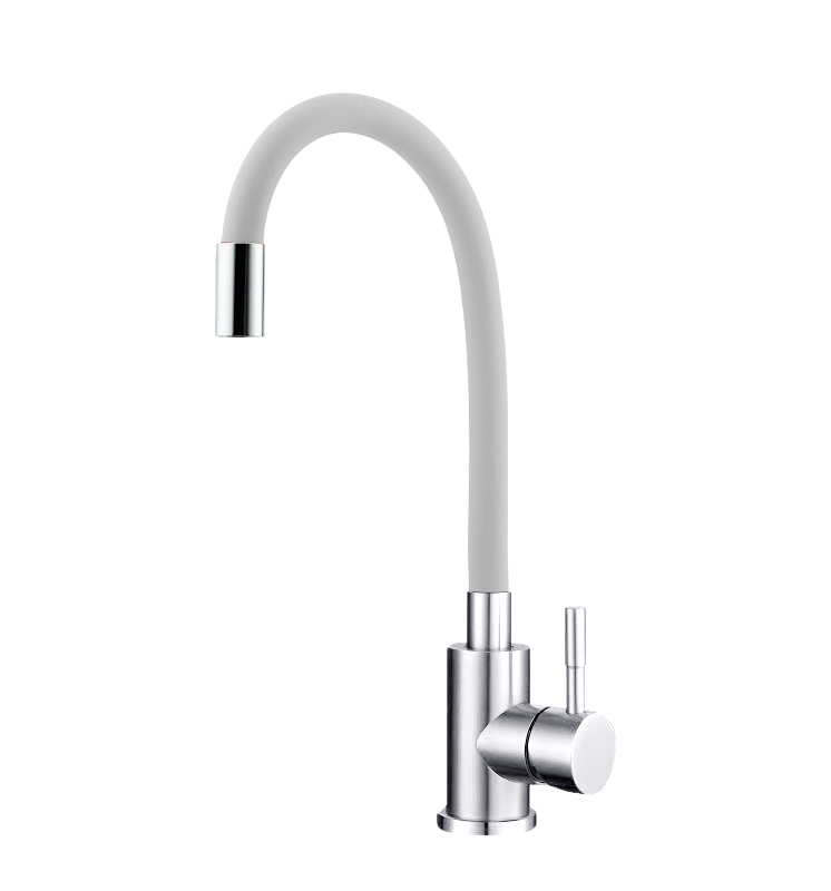 Смеситель Tsarsberg TSB-114-W003 для кухни нержавеющая сталь/белый