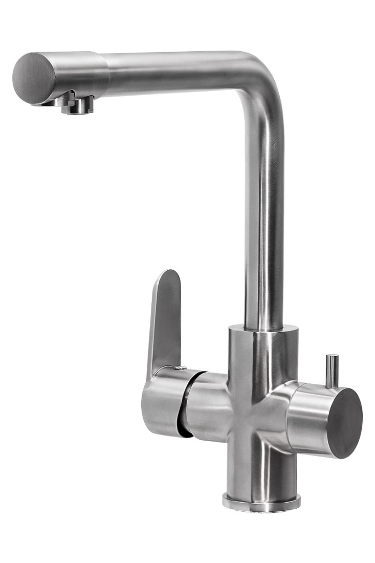 Смеситель Профсан STEEL ПСМ-300-22 для кухни с подключением фильтра нержавеющая сталь
