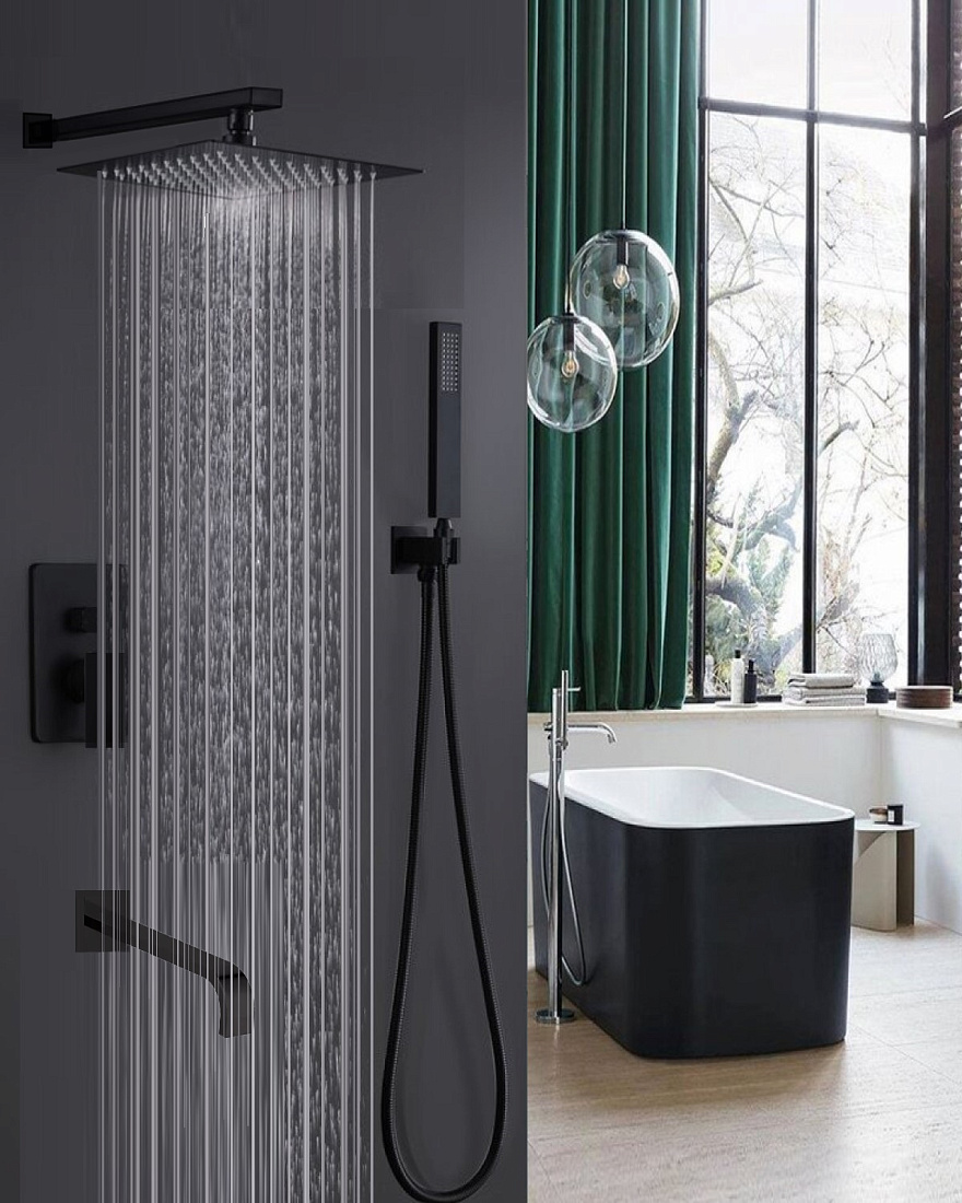 Душевой комплект ALMAes Liros TVZ-0889 черный матовый