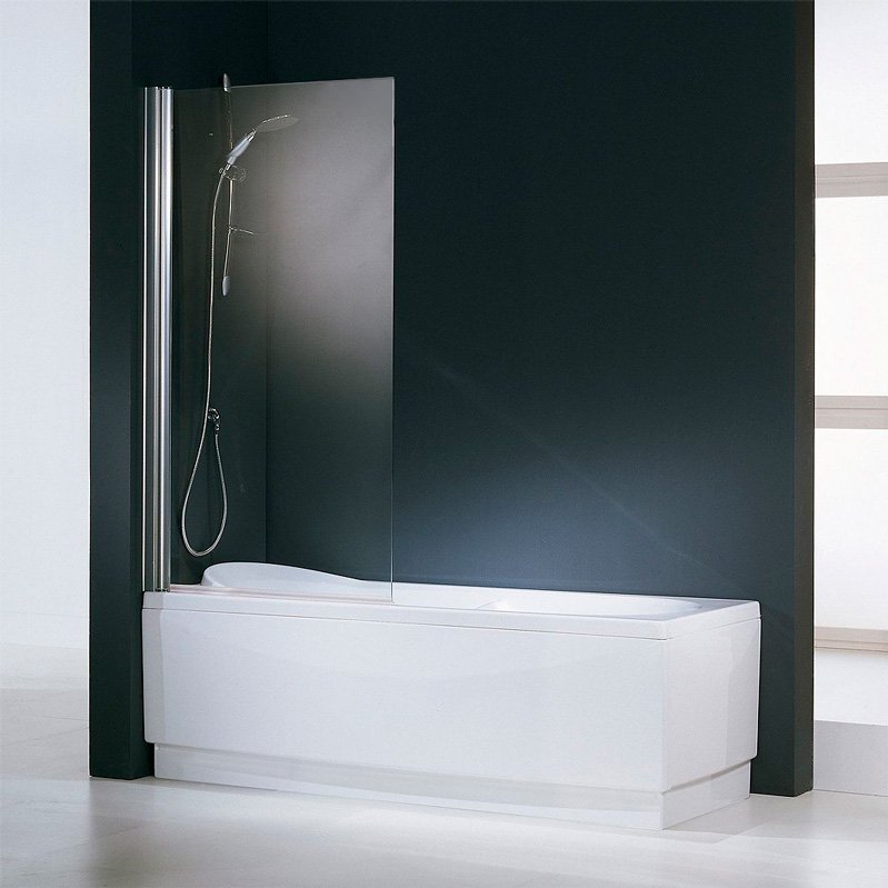 Шторка на ванну Novellini Aurora 1 AURORAN175-1K профиль хром, стекло прозрачное