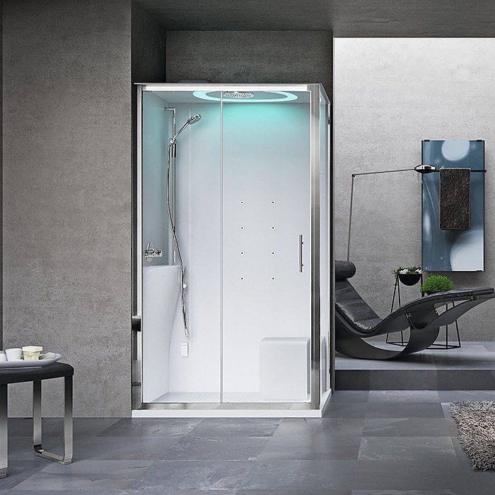 Душевая кабина Novellini Eon EON2P129ST1N-1AK левая, хром/белый глянец