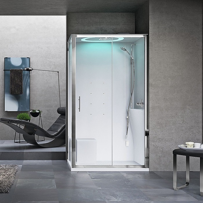 Душевая кабина Novellini Eon EON2P129DT1N-1AK правая, хром/белый глянец