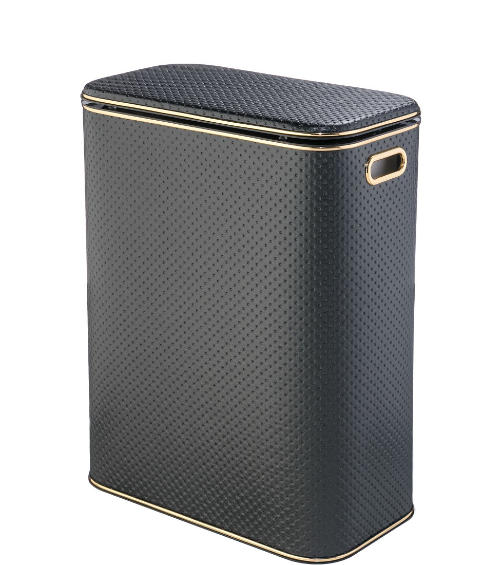 Корзина для белья Geralis PBG-Bb PUNTO, черная/золото