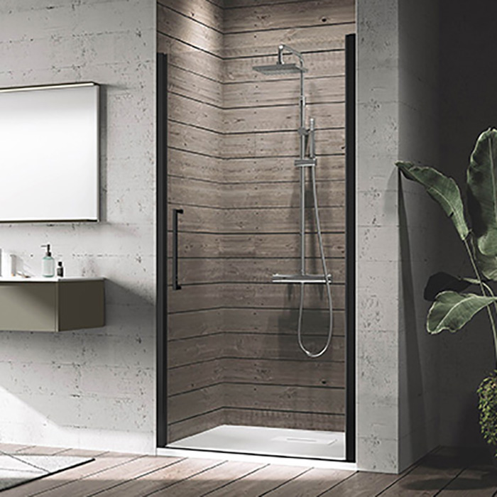 Душевая дверь в нишу Novellini Young Y21B97-1H черный матовый, прозрачное стекло