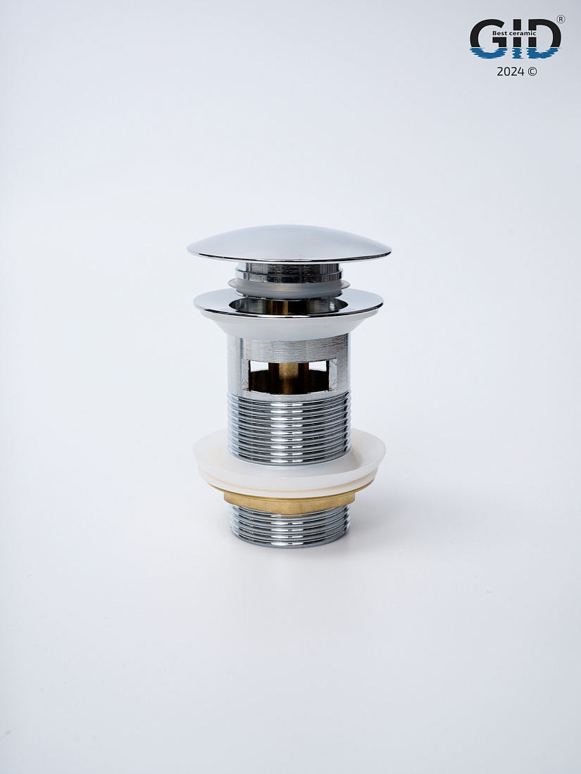 Донный клапан для раковины Gid CH100-1 хром, с переливом