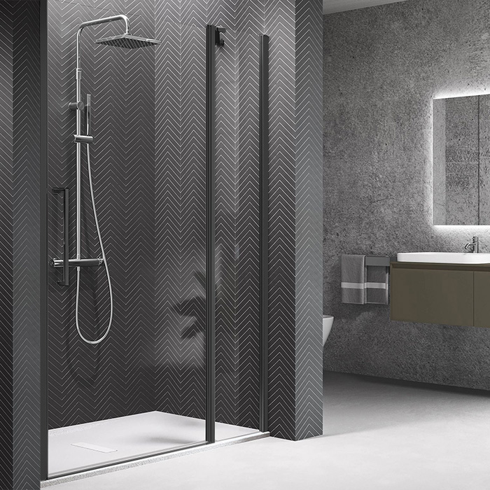 Душевая дверь в нишу Novellini Young Y22P117-1H черный матовый, прозрачное стекло