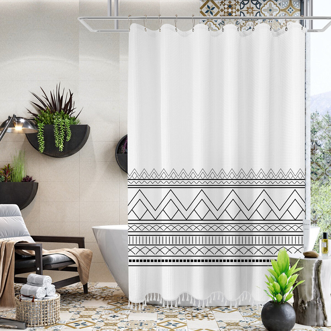 Штора для ванной Carnation Home Fashions Boho White 183х213