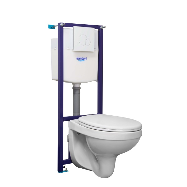 Комплект Santeri Альфа ПЭК (комфорт) 1.3816.4.S00.00B.2 подвесной унитаз + инсталляция + сиденье + панель белая