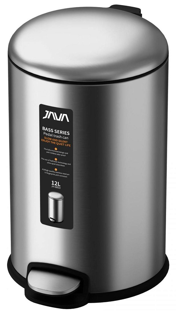 Мусорное ведро Java S-885-12L с микролифтом 12 л сатин