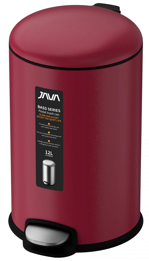 Мусорное ведро Java S-885-12R с микролифтом 12 л малиновое