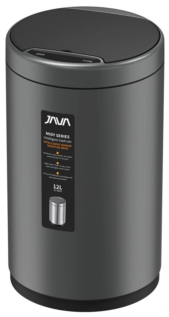 Мусорное ведро Java S-882-12Q сенсорное 12 л графит